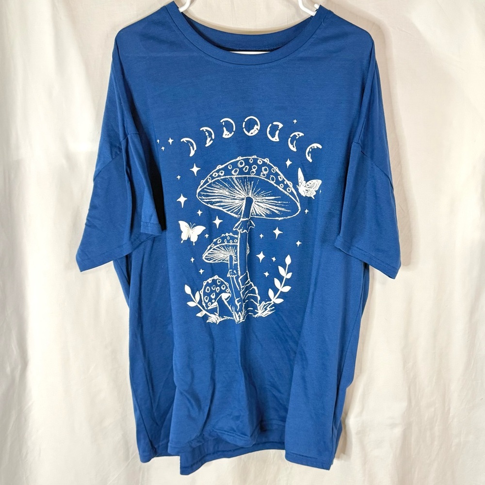 Shein Curve Goblincore Dark Academia Cottagecore Mushroom Short Sleeve T-Shirt